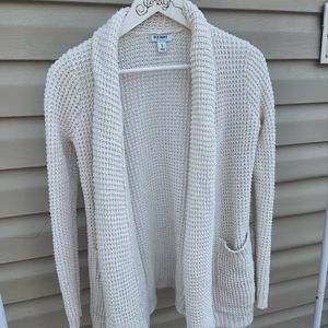 Old Navy cream white knit cardigan / sweater with pockets